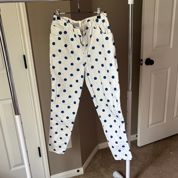 Calvin Klein Polka Dot White and Blue Pants - Picture 1 of 4